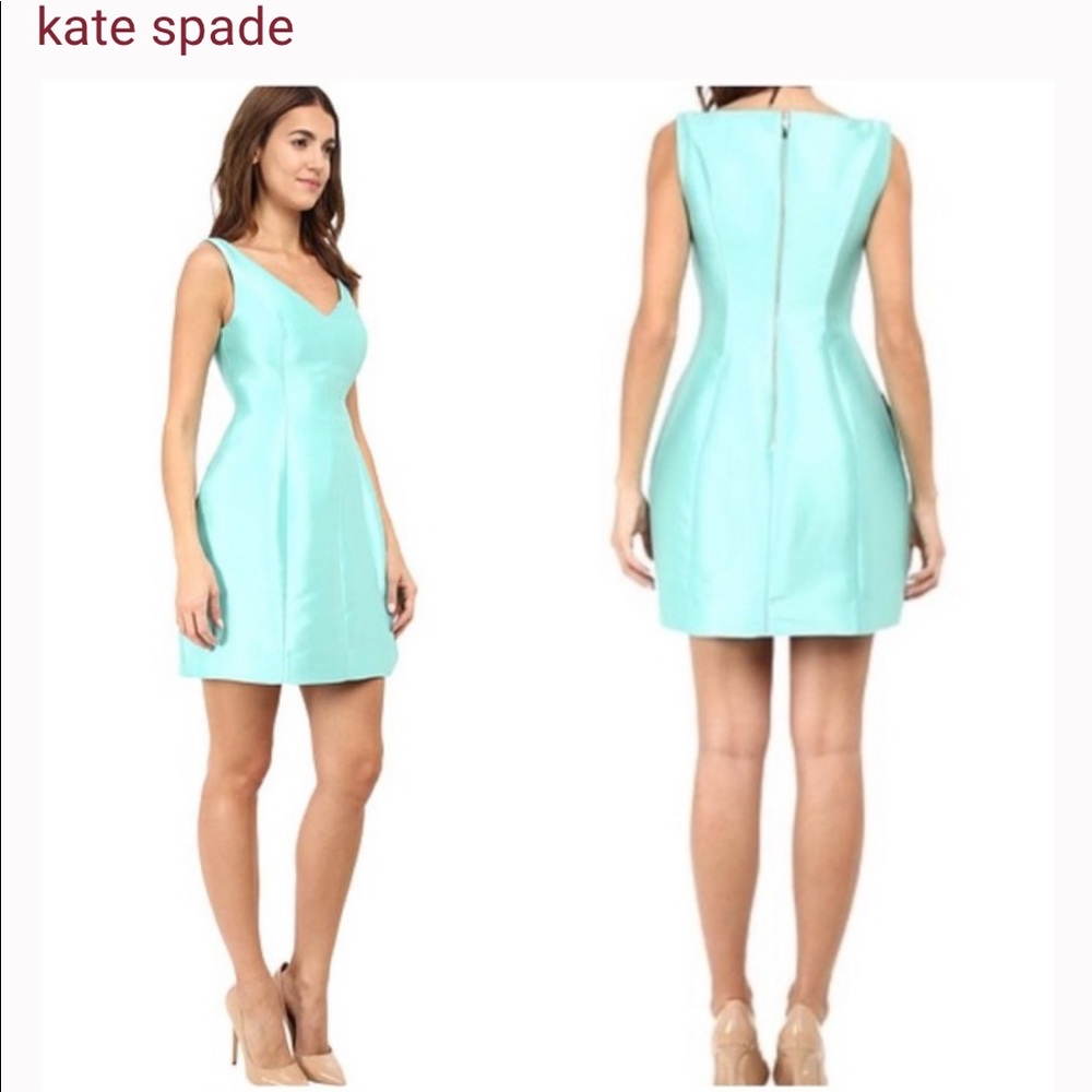 KATE SPADE MINI DRESS NISBET BLUE GREEN DUPIONI 6